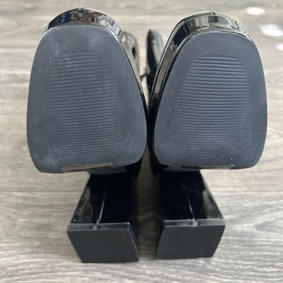 NEW Lulus Size 11 Edmen Black Patent Platform Mid Calf Boots Zip Up Block Heel - Picture 8 of 12